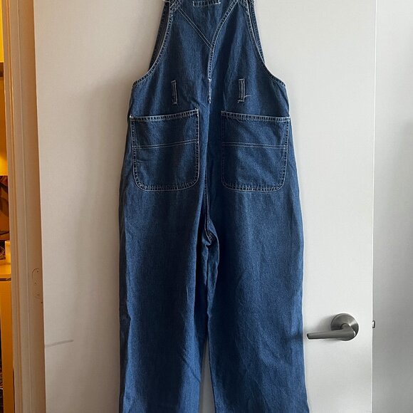 Vintage 90s A.M.I. Denim Overalls Size Small with Embroidered Floral Pattern - Picture 5 of 13